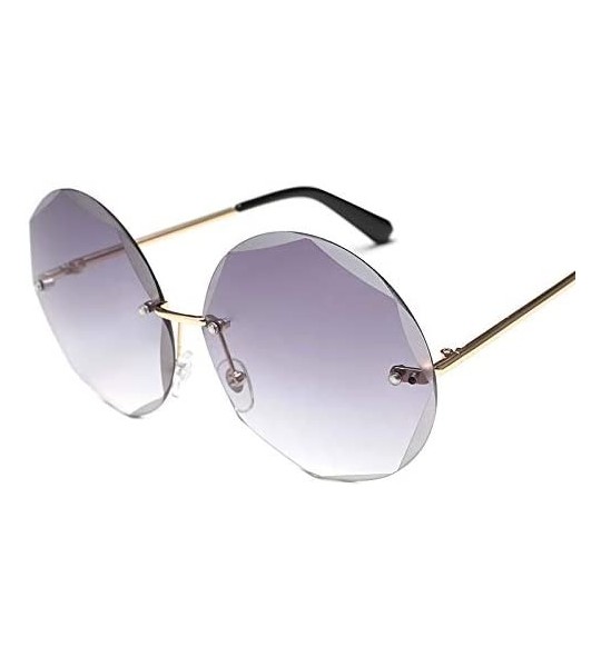 Round Round Cut Rimless Sunglasses Women Men Vintage Gradient Sun Glasses Stylish Female Male Eyeglasses - C918Y7DWCQD $42.13