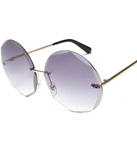 Round Round Cut Rimless Sunglasses Women Men Vintage Gradient Sun Glasses Stylish Female Male Eyeglasses - C918Y7DWCQD $42.13