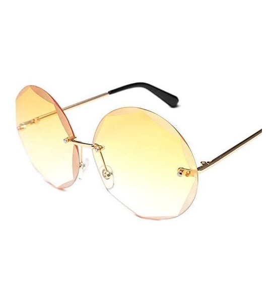 Round Round Cut Rimless Sunglasses Women Men Vintage Gradient Sun Glasses Stylish Female Male Eyeglasses - C918Y7DWCQD $42.13