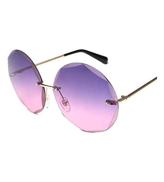 Round Round Cut Rimless Sunglasses Women Men Vintage Gradient Sun Glasses Stylish Female Male Eyeglasses - C918Y7DWCQD $42.13