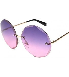 Round Round Cut Rimless Sunglasses Women Men Vintage Gradient Sun Glasses Stylish Female Male Eyeglasses - C918Y7DWCQD $42.13