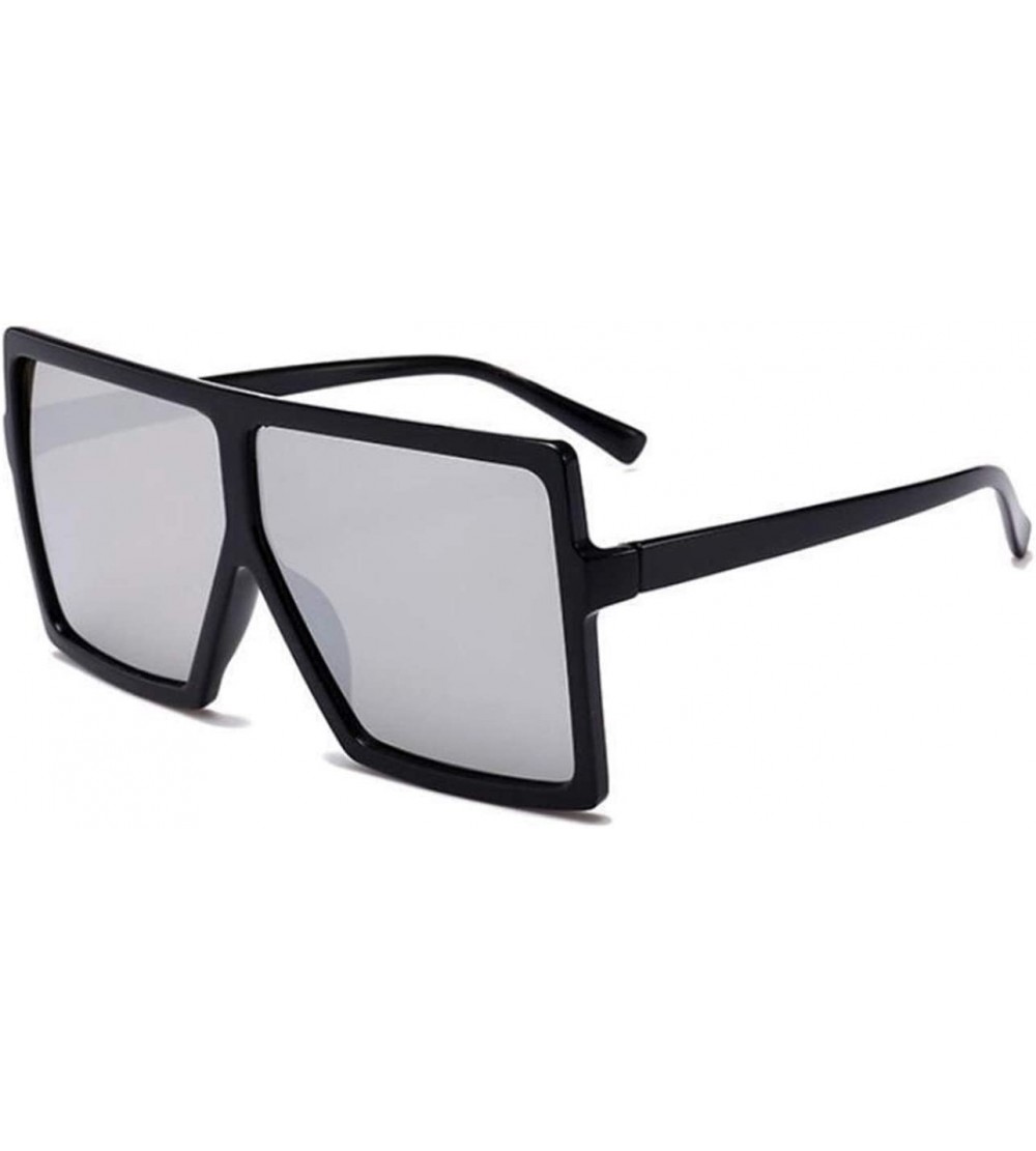 Square Oversized Sunglasses Fashion Glasses Vintage - C7 Black Silver - CU199EI3KDI $32.91