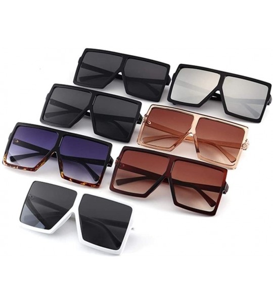 Square Oversized Sunglasses Fashion Glasses Vintage - C7 Black Silver - CU199EI3KDI $32.91