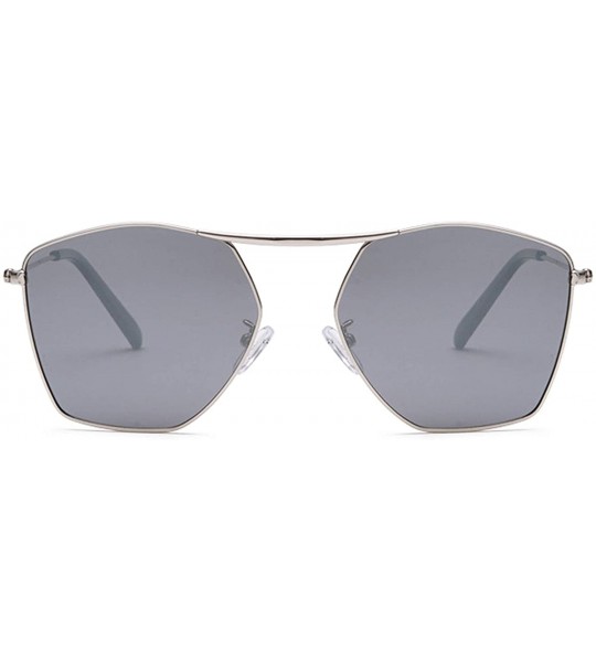 Aviator Men and women fashion retro polygon single beam aviator sunglasses prom mirror party travel - Silver - CZ18T5L7DEY $3...