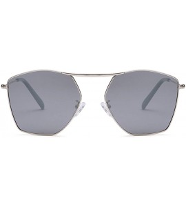 Aviator Men and women fashion retro polygon single beam aviator sunglasses prom mirror party travel - Silver - CZ18T5L7DEY $3...