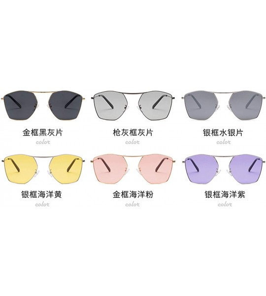 Aviator Men and women fashion retro polygon single beam aviator sunglasses prom mirror party travel - Silver - CZ18T5L7DEY $3...