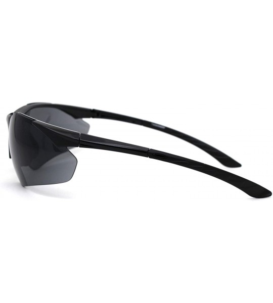 Sport Mens All Black Sport Baseball Half Rim Warp Around Bi-focal Reading Sunglasses - Shiny Black - C318XD40Y75 $26.13