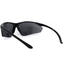 Sport Mens All Black Sport Baseball Half Rim Warp Around Bi-focal Reading Sunglasses - Shiny Black - C318XD40Y75 $26.13