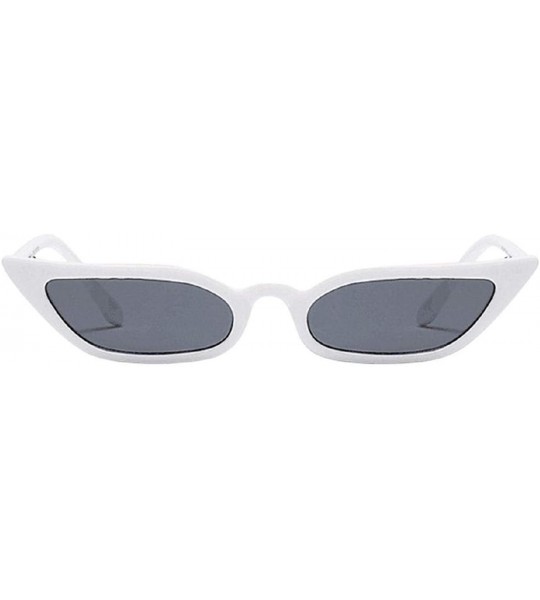 Cat Eye Sun Glasses Retro Vintage Narrow Cat Eye Sunglasses for Women Clout Goggles Plastic Frame - White - CD18U8840TX $18.13