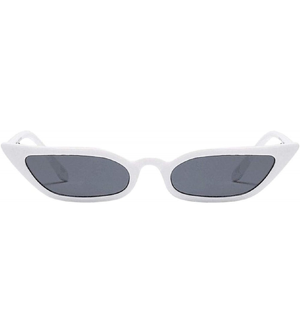 Cat Eye Sun Glasses Retro Vintage Narrow Cat Eye Sunglasses for Women Clout Goggles Plastic Frame - White - CD18U8840TX $18.13