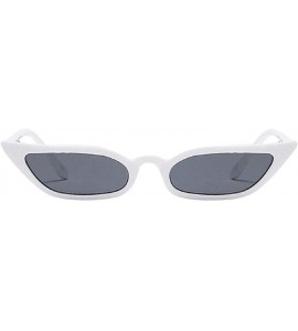 Cat Eye Sun Glasses Retro Vintage Narrow Cat Eye Sunglasses for Women Clout Goggles Plastic Frame - White - CD18U8840TX $18.13