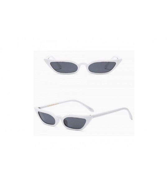 Cat Eye Sun Glasses Retro Vintage Narrow Cat Eye Sunglasses for Women Clout Goggles Plastic Frame - White - CD18U8840TX $18.13