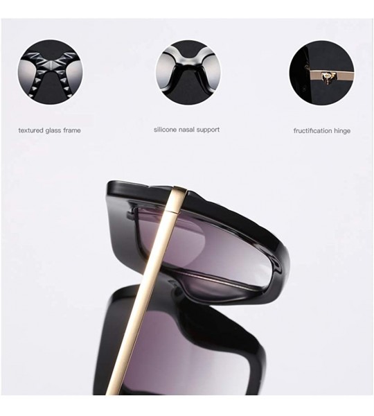 Oversized Women Square Oversize Sunglasses Fashion Half Metal Sun Glasses Female Trending - Black Leopard - CT18O3SZQA6 $19.77