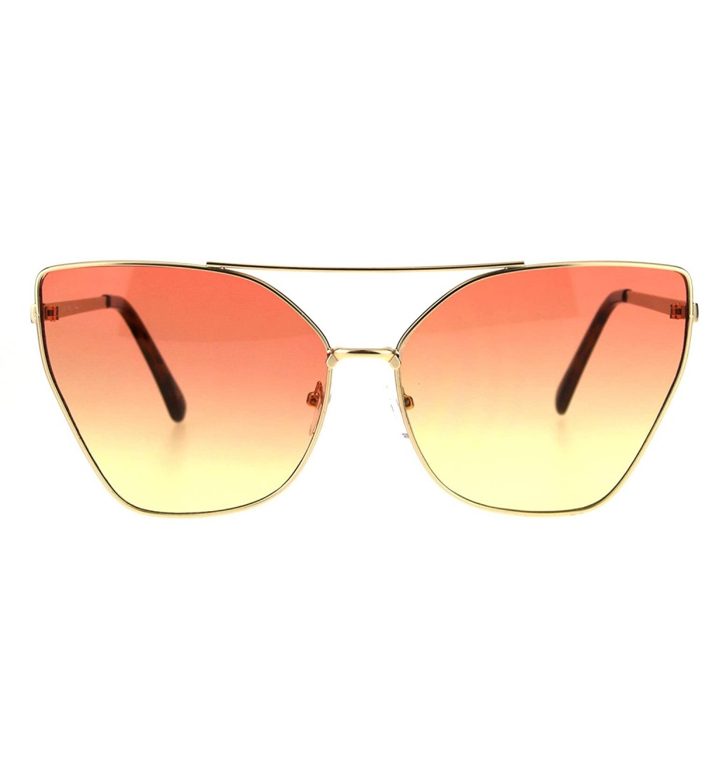 Square Womens Oversized Fashion Sunglasses Square Butterfly Metal Frame Ombre Lens - Gold (Orange Yellow) - CA186NMCZ7Y $23.48