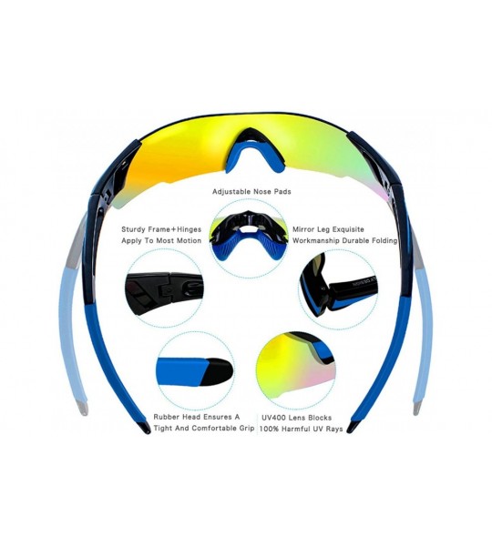 Sport Polarized Sports Sunglasses UV 400 Protection for Men Women Sunglasses - Blue Temple/Yellow Lens - CE190TKDMTO $25.43