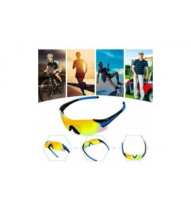 Sport Polarized Sports Sunglasses UV 400 Protection for Men Women Sunglasses - Blue Temple/Yellow Lens - CE190TKDMTO $25.43