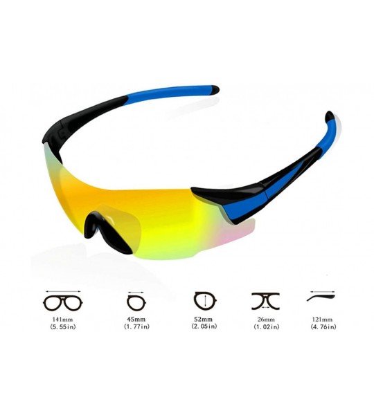 Sport Polarized Sports Sunglasses UV 400 Protection for Men Women Sunglasses - Blue Temple/Yellow Lens - CE190TKDMTO $25.43