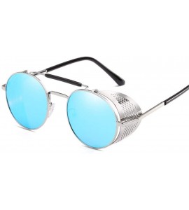 Shield Steam Sunglasses Round Designer Steam Punk Metal Shields Sunglasses Men Women UV400 - 4 - CH18R3ZZZN5 $56.49