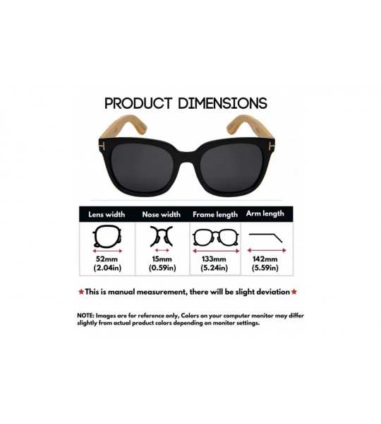 Square Light Weight Polarized Bamboo Wood Arm Square Sunglasses UV Protection Eco Friendly - CH18YTMAIWN $27.25