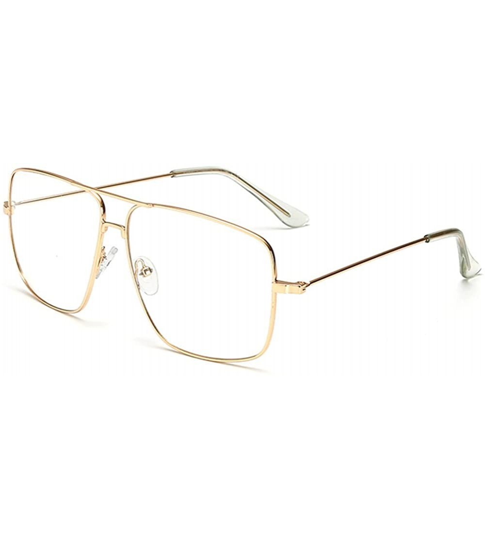 Aviator Classic Glasses Clear Lens Non Prescription Metal Frame Eyewear Men Women - Gold Frames+clear Lenses - CR18I0SXZYK $2...