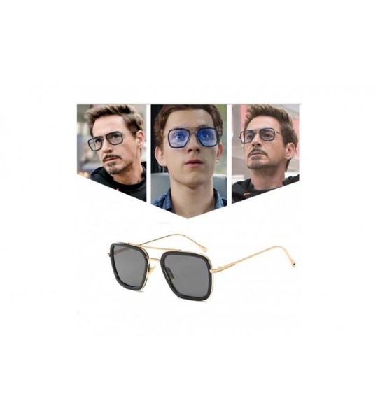 Square Classic Tony Stark Sunglasses Vintage Aviator Square for Men Women Costume Props Designer - CU192CU5RSS $19.35