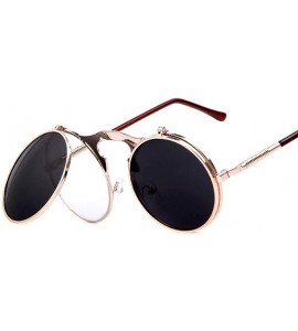 Aviator VINTAGE STEAMPUNK Sunglasses Round Designer Steam Punk C01 Rose Gold - C02 Silver - C218XE0AN9K $20.73