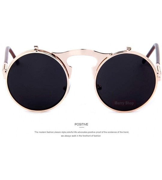 Aviator VINTAGE STEAMPUNK Sunglasses Round Designer Steam Punk C01 Rose Gold - C02 Silver - C218XE0AN9K $20.73