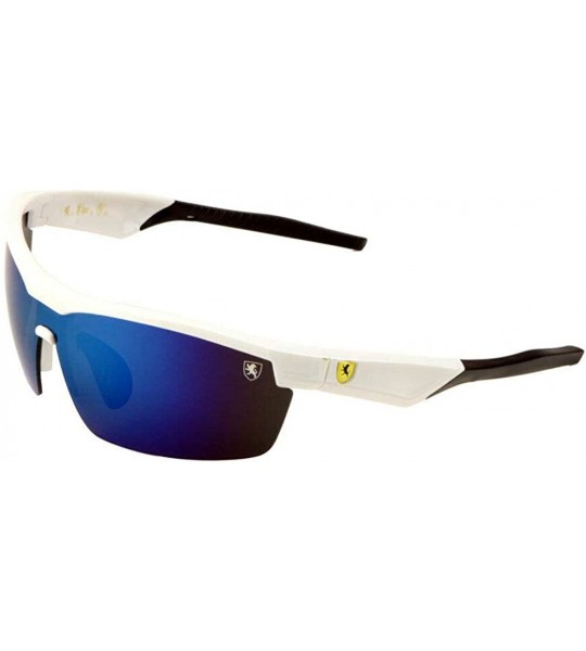 Wrap Khan Slim Semi Rimless Wrap Around Sport Sunglasses - White & Black Frame - CA18WM76M5X $20.98