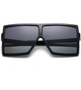 Wrap Square Oversized Sunglasses for Women Men Flat Top Fashion Shades - Black Frame- Black Silver Lens - CR18SU5MY7Y $21.26