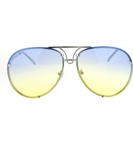 Oversized Retro Vintage Rimless Oceanic Lens Pilot Sunglasses - Blue Yellow - C912N8N8PHC $22.18