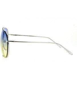 Oversized Retro Vintage Rimless Oceanic Lens Pilot Sunglasses - Blue Yellow - C912N8N8PHC $22.18