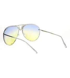 Oversized Retro Vintage Rimless Oceanic Lens Pilot Sunglasses - Blue Yellow - C912N8N8PHC $22.18