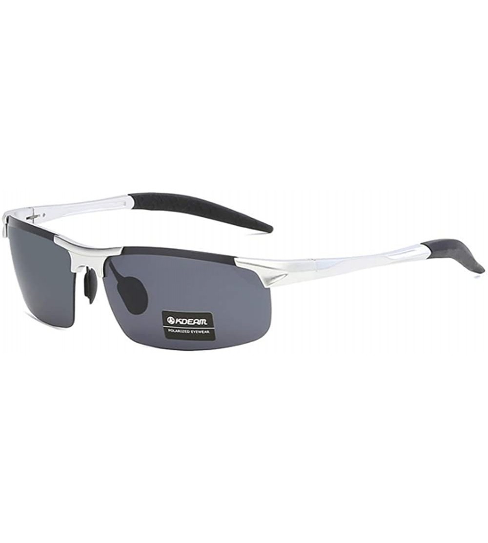 Sport Aluminum Magnesium Metal Glasses High Definition Polarizing Driver's Sunglasses for Outdoor Sports - Silver/Black - CU1...