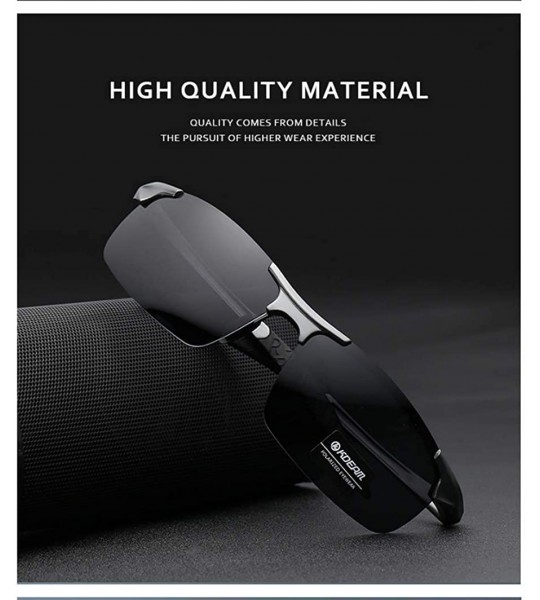 Sport Aluminum Magnesium Metal Glasses High Definition Polarizing Driver's Sunglasses for Outdoor Sports - Silver/Black - CU1...