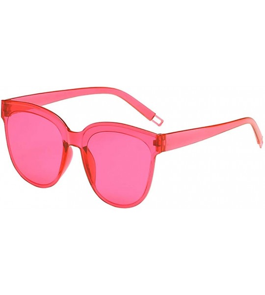 Goggle Classic Women Square Sunglasses for 100% UV Protection Flat Lens Fashion Shades Transparent Candy Color Eyewear - CU19...