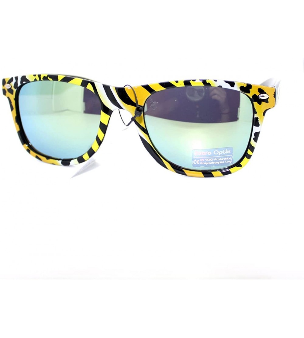 Wayfarer Zebra Leopard Print Sunglasses Classic Square Color Mirror Lens - Yellow - CW11VB6D907 $18.12