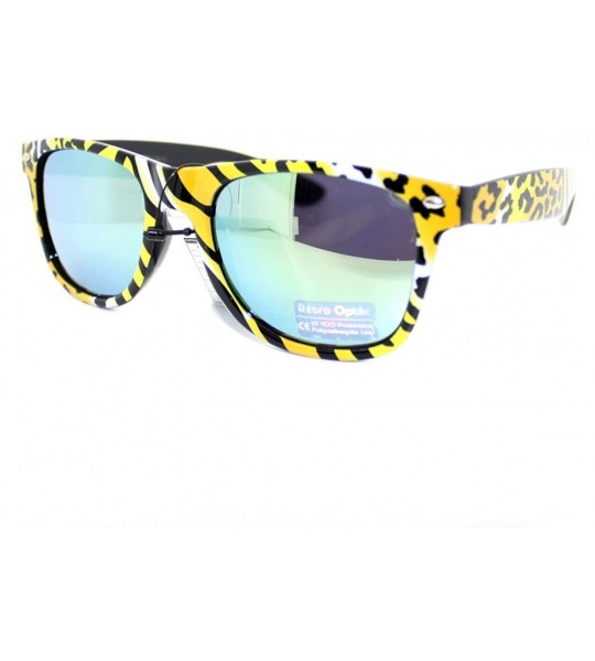 Wayfarer Zebra Leopard Print Sunglasses Classic Square Color Mirror Lens - Yellow - CW11VB6D907 $18.12