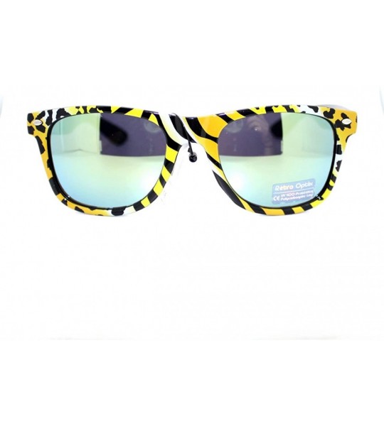 Wayfarer Zebra Leopard Print Sunglasses Classic Square Color Mirror Lens - Yellow - CW11VB6D907 $18.12