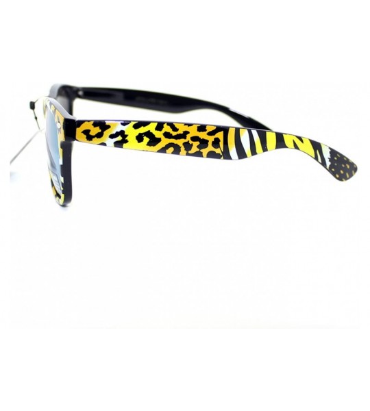 Wayfarer Zebra Leopard Print Sunglasses Classic Square Color Mirror Lens - Yellow - CW11VB6D907 $18.12