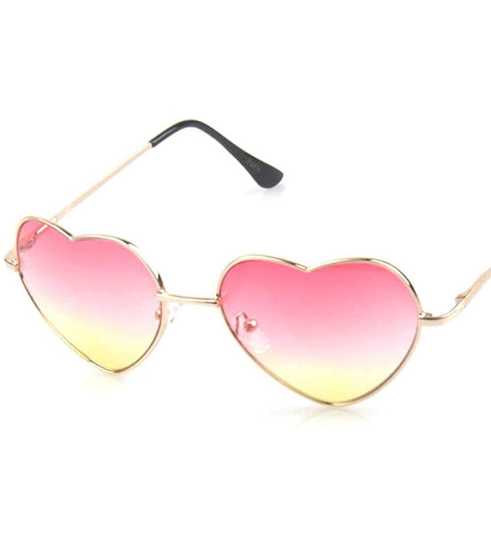 Aviator Fashion Heart Shaped Sunglasses Women Brand Designer Lady Metal Reflective C5 - C4 - C118YQU2WIT $18.27