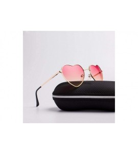 Aviator Fashion Heart Shaped Sunglasses Women Brand Designer Lady Metal Reflective C5 - C4 - C118YQU2WIT $18.27