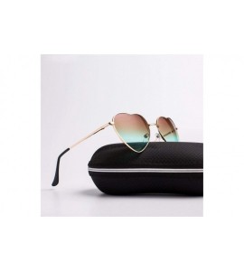 Aviator Fashion Heart Shaped Sunglasses Women Brand Designer Lady Metal Reflective C5 - C4 - C118YQU2WIT $18.27