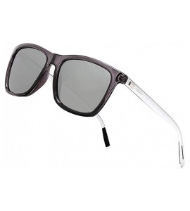 Wayfarer Rectangular Polarized Sunglasses AL-MG Temple Retro Driving Sun Glasses - Silver Lens/Trans Frame - C4185Q68A43 $24.05