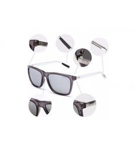 Wayfarer Rectangular Polarized Sunglasses AL-MG Temple Retro Driving Sun Glasses - Silver Lens/Trans Frame - C4185Q68A43 $24.05