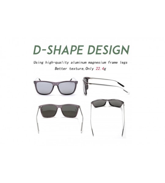 Wayfarer Rectangular Polarized Sunglasses AL-MG Temple Retro Driving Sun Glasses - Silver Lens/Trans Frame - C4185Q68A43 $24.05