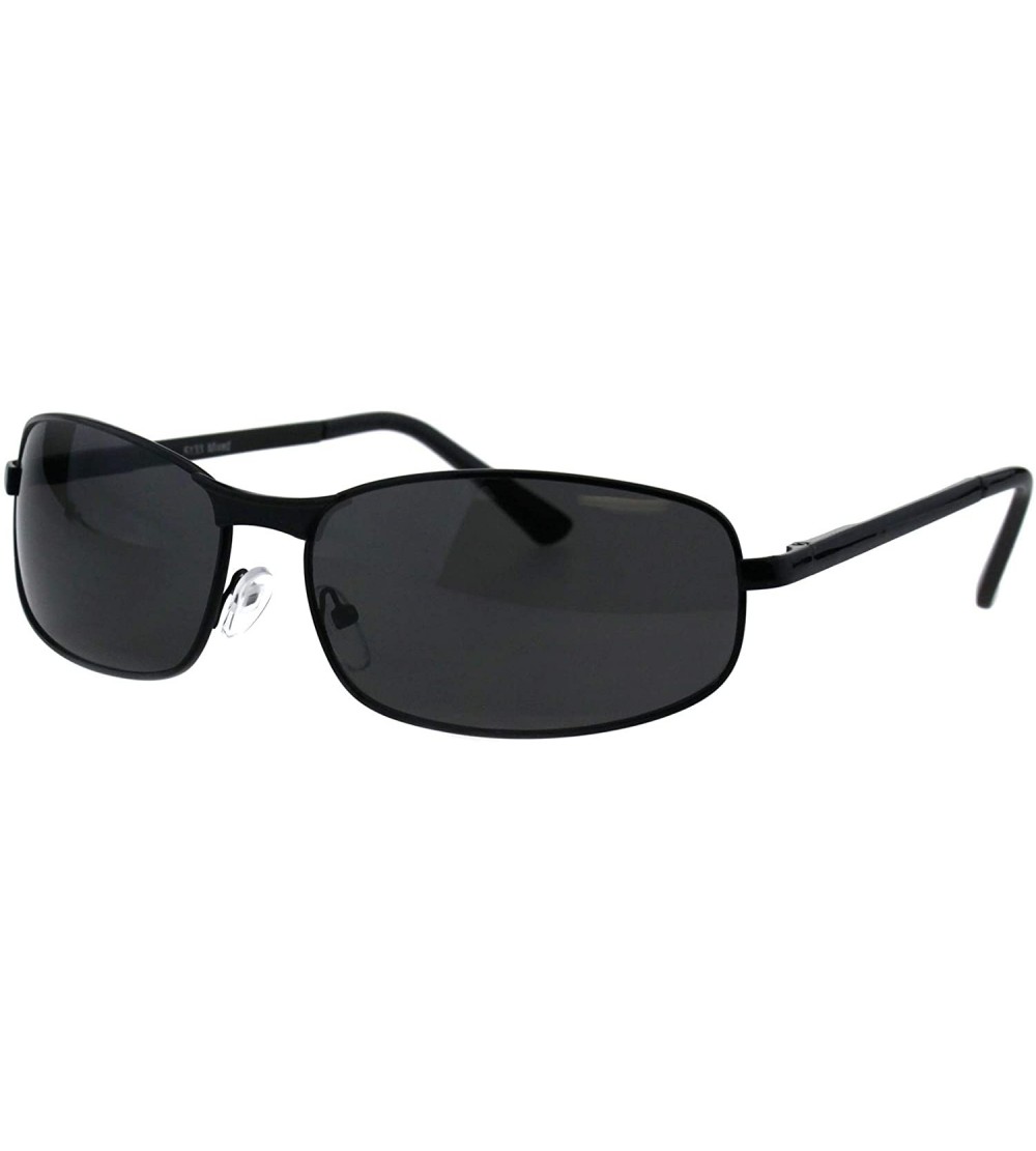 Oval Mens Fashion Sunglasses Oval Rectangular Metal Frame Spring Hinge - Black (Black) - C518OD49LTR $20.51