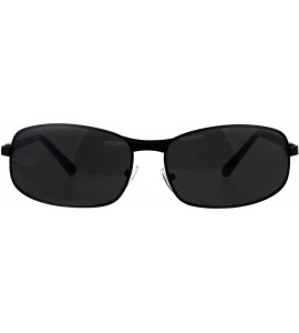 Oval Mens Fashion Sunglasses Oval Rectangular Metal Frame Spring Hinge - Black (Black) - C518OD49LTR $20.51