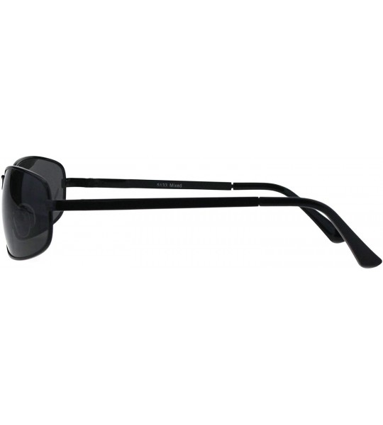 Oval Mens Fashion Sunglasses Oval Rectangular Metal Frame Spring Hinge - Black (Black) - C518OD49LTR $20.51