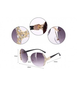 Oversized Sparkling Crystal Sunglasses UV Protection Rhinestone Sunglasses - Gold Frame Gradient Gray Lens - CH199KZ9RK7 $29.05