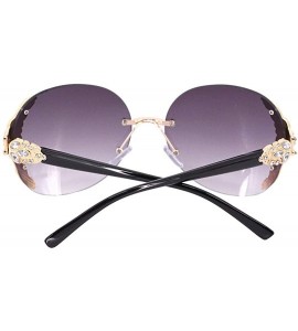 Oversized Sparkling Crystal Sunglasses UV Protection Rhinestone Sunglasses - Gold Frame Gradient Gray Lens - CH199KZ9RK7 $29.05